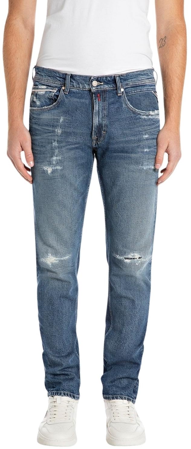 REPLAY Herren Jeans Grover Straight-Fit Original, Blau (Medium Blue 009), 28W / 30L