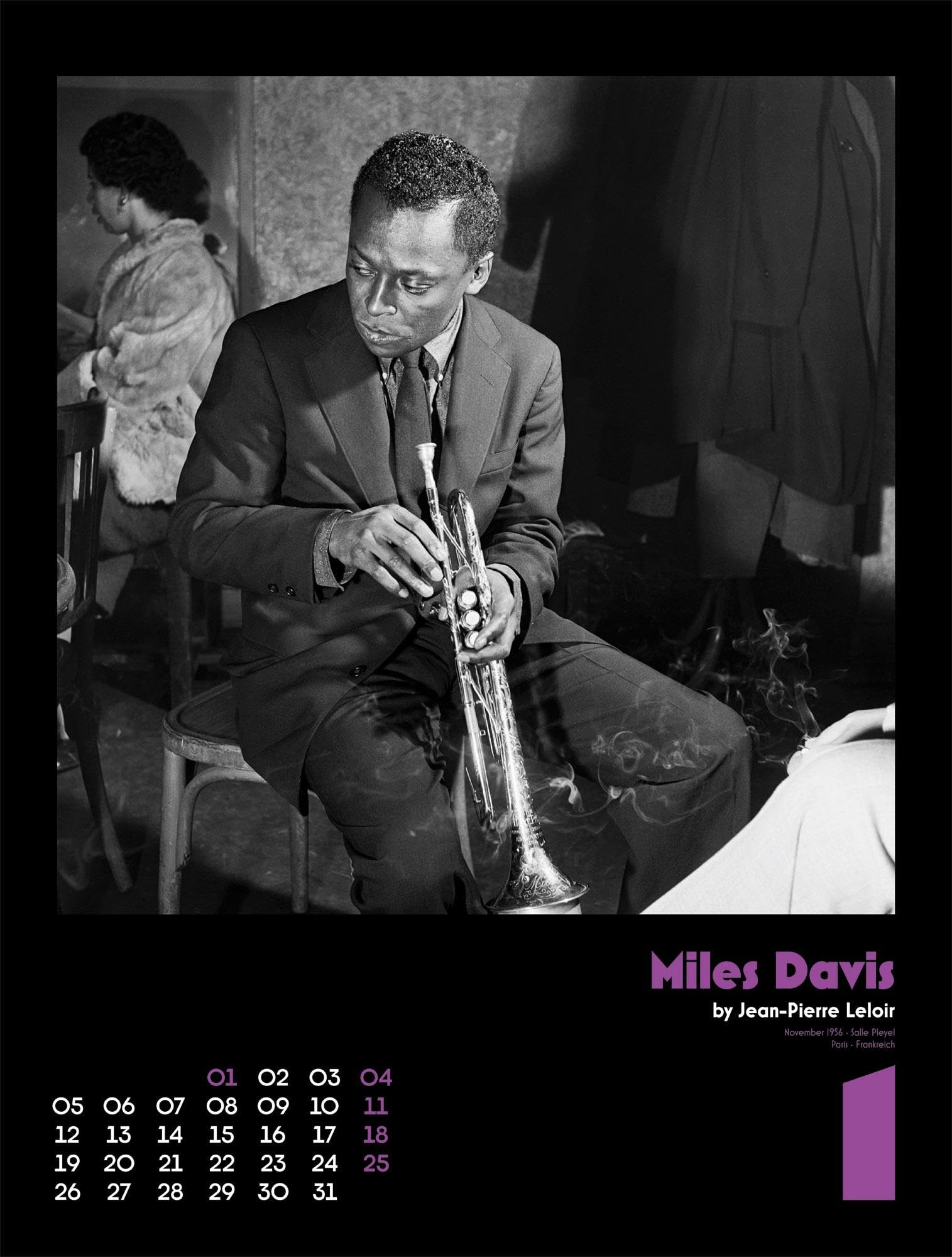 Jazz Kalender 2026 | Stilvoller Musik-Kalender im großen Hochformat (50x66 cm) | Schwarz-weiß-Fotos von Jean-Pierre Leloir für Musikfans