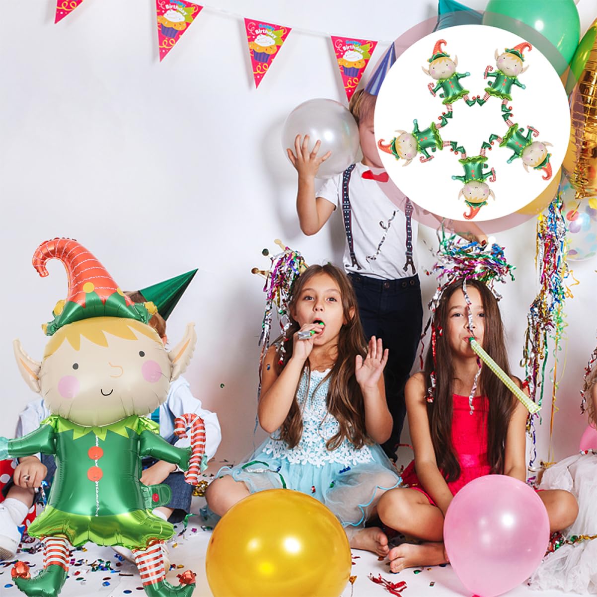 Amosfun 50pièces Ballons Aluminium pour Décorations de Noël Accessoires de Fête et Photo Ballons Décoratifs de Noël pour Fêtes et Occasions Spéciales