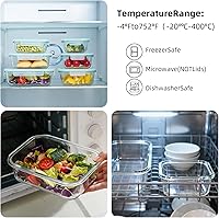 Vista 4 de 8-piece glass food storage container, glass pre meal preparation container, with sealing cover, suitable for use in microwave ovens, ovens