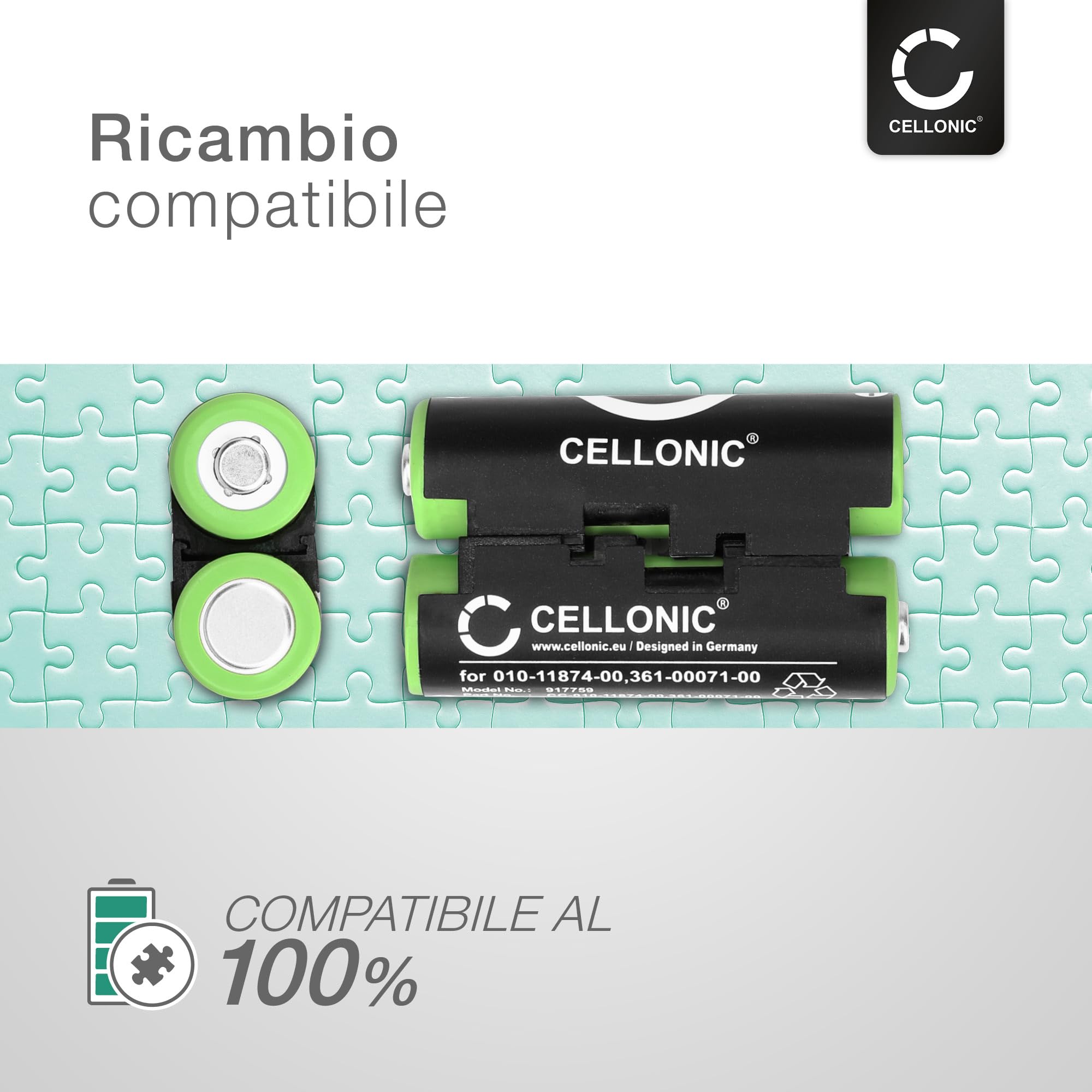 CELLONIC 2x Batteria per Navigatore GPS Compatibile con Garmin Alpha 50, Montana 700, GPSMAP 64s, 010-11874-00 – (2000mAh, 2.4V)