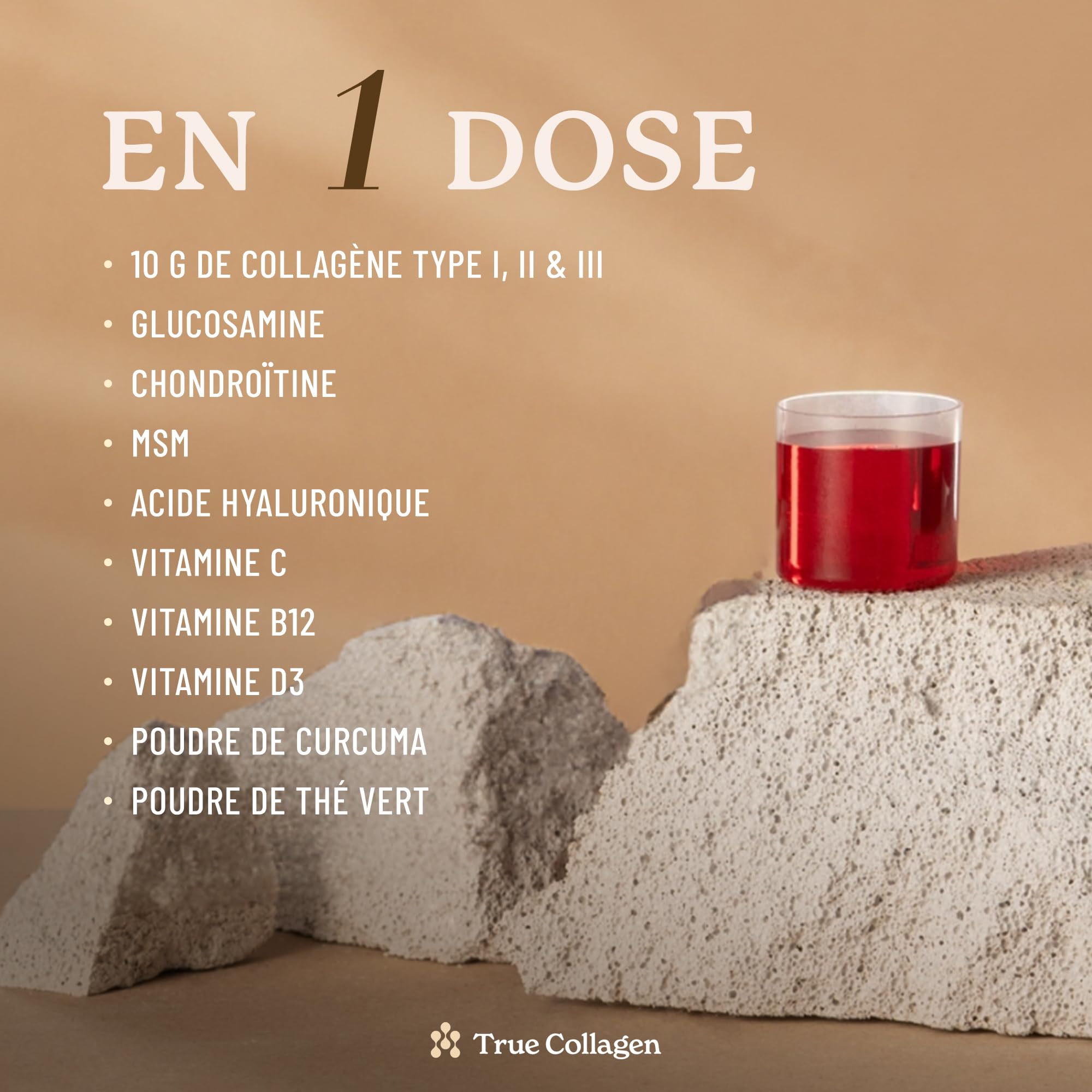 True Collagen Articulations | Supplément liquide de collagène hydrolysé 10 000 mg - 500 ml, 20 jours d'approvisionnement | Glucosamine, MSM et chondroïtine pour des articulations, des cheveux, une