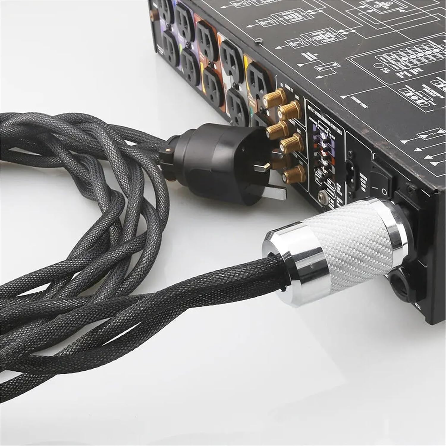 Audiophile AC HiFi Audio Power Cable Silver Plated 8N Main Cord with UK EU US AU Plug(US Version,1m)