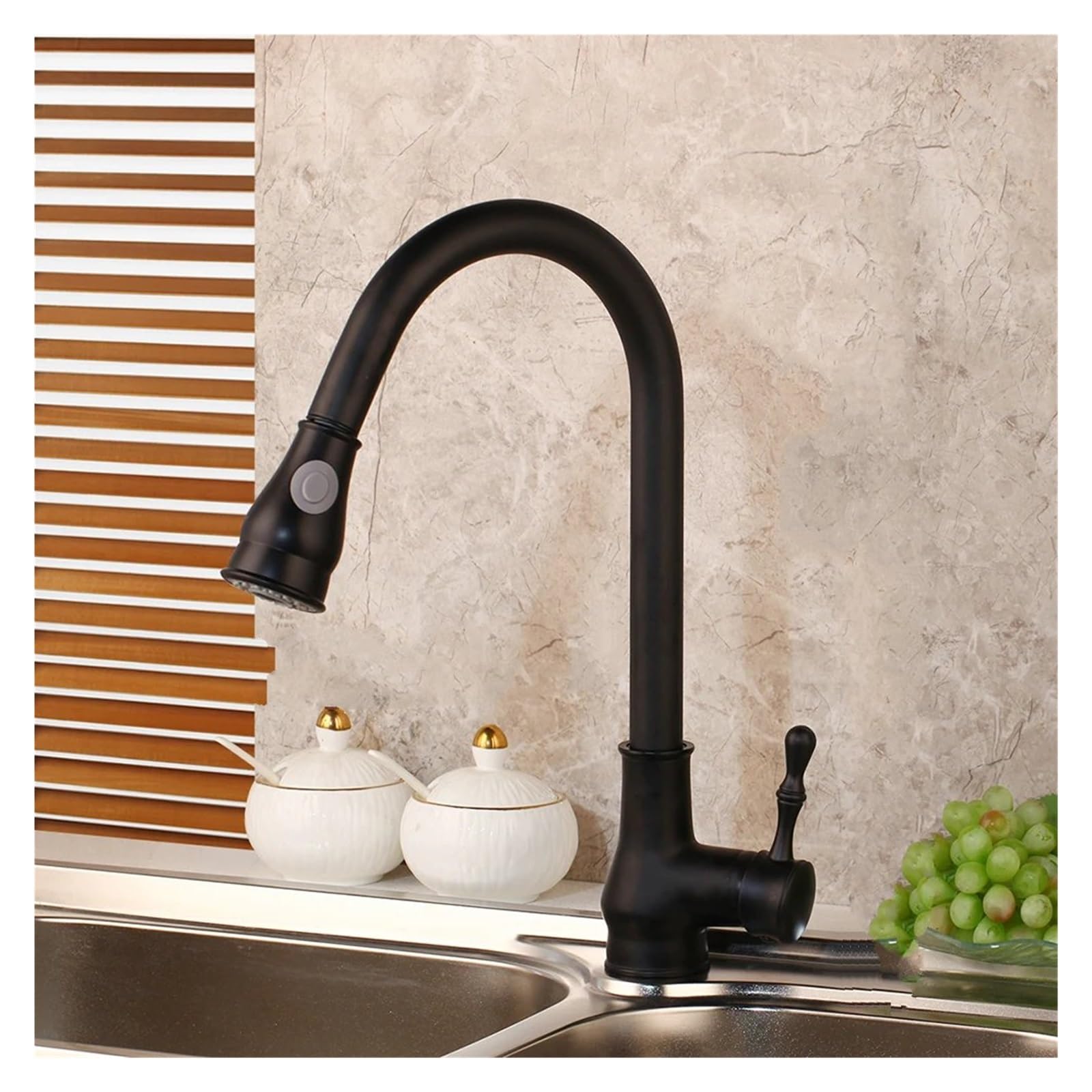 Yjyjy Onecolor Gold Plate Chrome Brass Swivel Pull Out 2 Functions Spray Kitchen Deck Mount Washbasin Faucet Mixer Vessel Sink Tap, Faucet Stainless