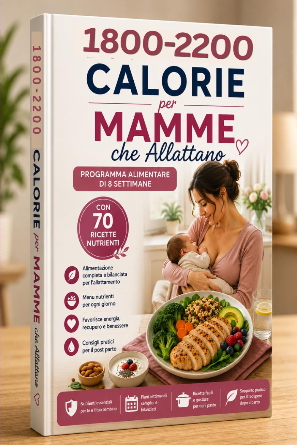 1800–2200 CALORIE per MAMME che Allattano: Programma Alimentare di 8 Settimane con 70 Ricette Nutrienti, Menu Bilanciati e Consigli per Sostenere la Produzione di Latte e il Recupero Dopo il Parto
