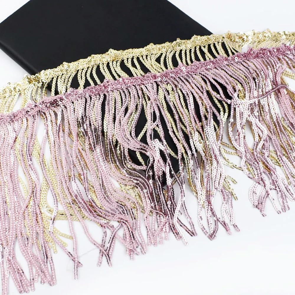 17CM 15 yards Paillettes Nappe frange Tessuto di pizzo Trim Nastro Abiti da spettacolo di danza Decor Accessori per cucire