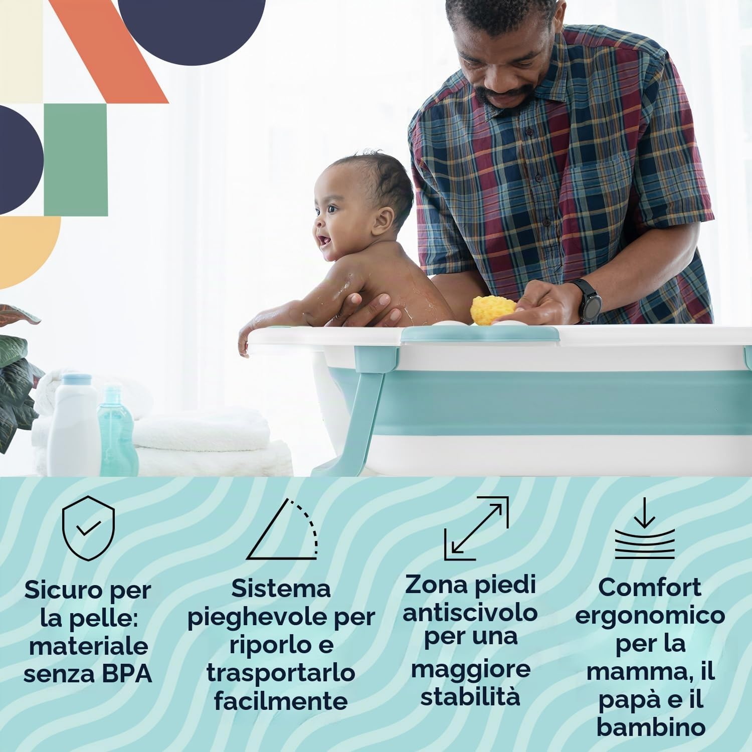 Babify Shower - Vasca pieghevole per bebè, cuscino incluso, pieghevole, ultra compatto, antiscivolo, colore: menta