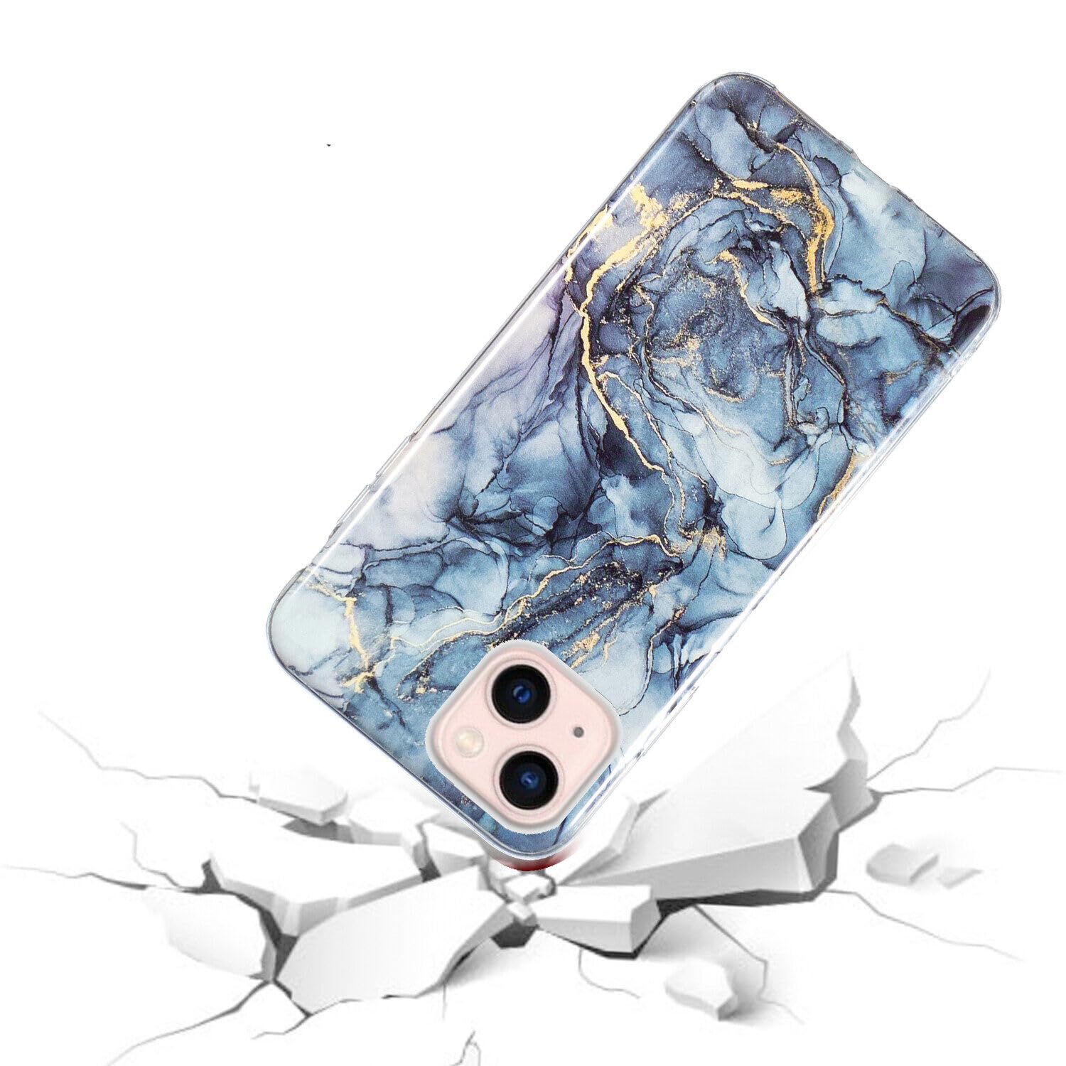 3 custodie in marmo compatibili con iPhone 15 con glitter effetto marmo IMD anti-giallo custodia protettiva in TPU per tutto il corpo - nero, bianco