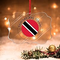 Vista 1 de Adorno de Navidad de Trinidad y Tobago para niños, bandera de Trinidad y Tobago, colgante acrílico para árbol de Navidad, recuerdo, bandera