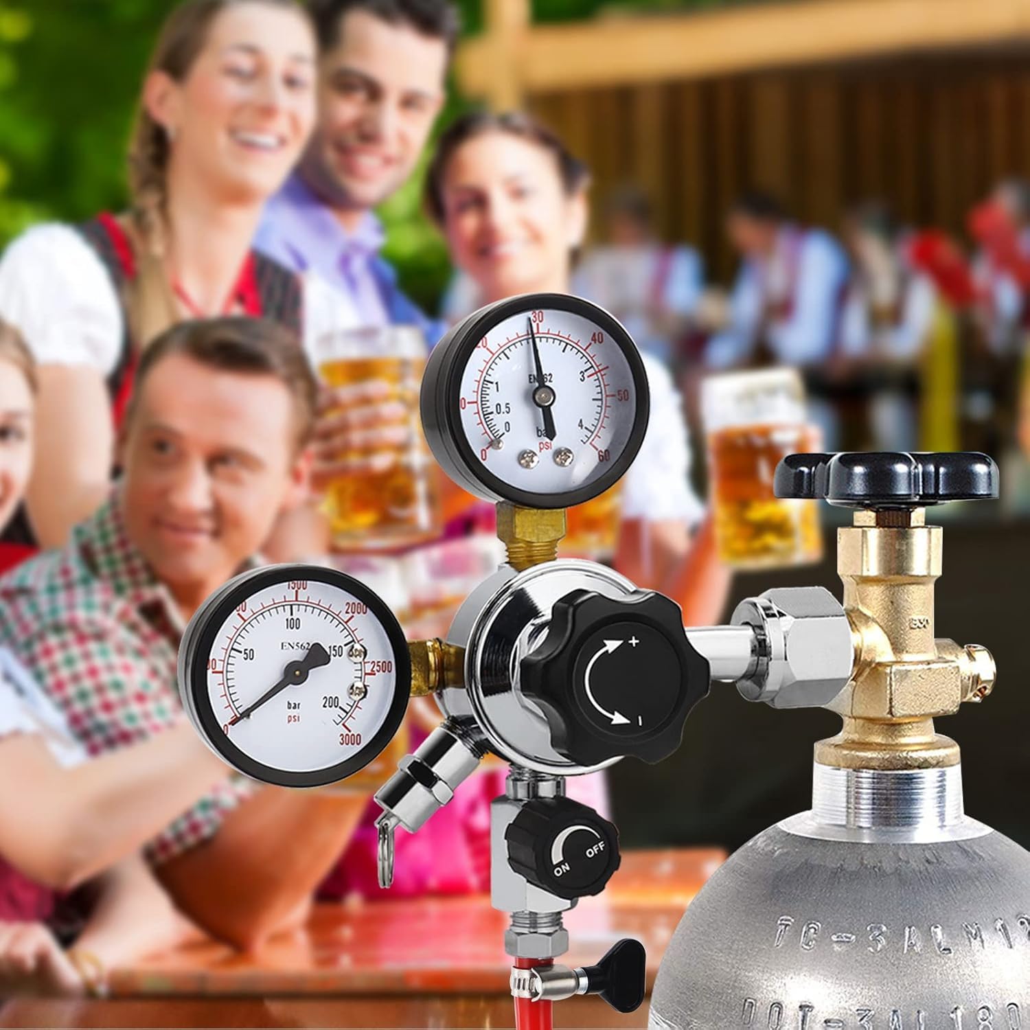Regulador de Presión CO2,Doble Manómetro W21.8,para Máquina de Cerveza,Elaboración de Cerveza, Dispensador de Cerveza