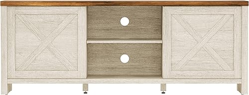 Miniatura 4 de Hillsdale Columbus - Consola de entretenimiento de madera, 64 pulgadas, roble blanco con parte superior de nogal