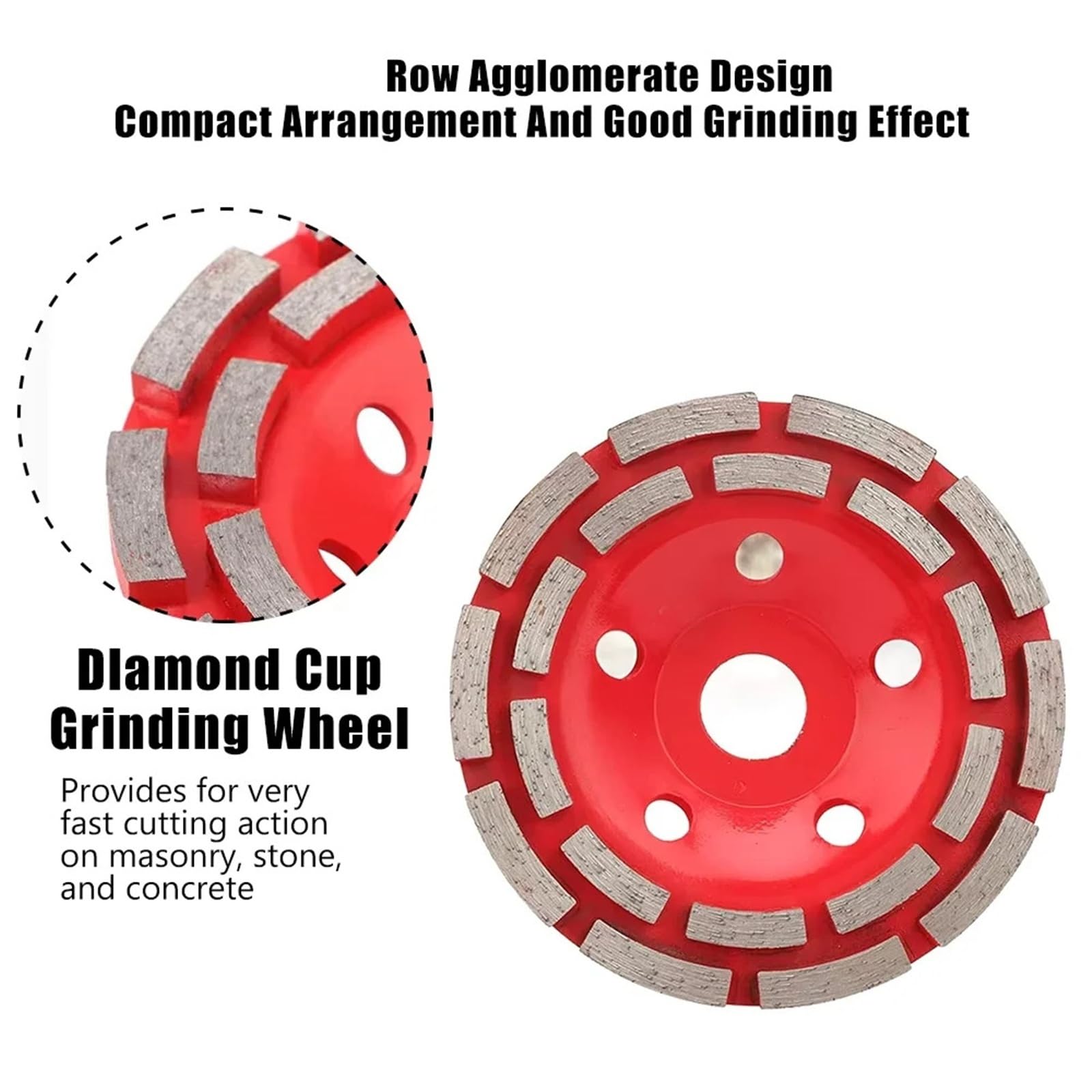 Diamond Grinding Disc 100/115/125 /180MM | Double Diamond Grinder Wheel For Grinding And Polishing Stone Concrete Surface/Stones(180mm)