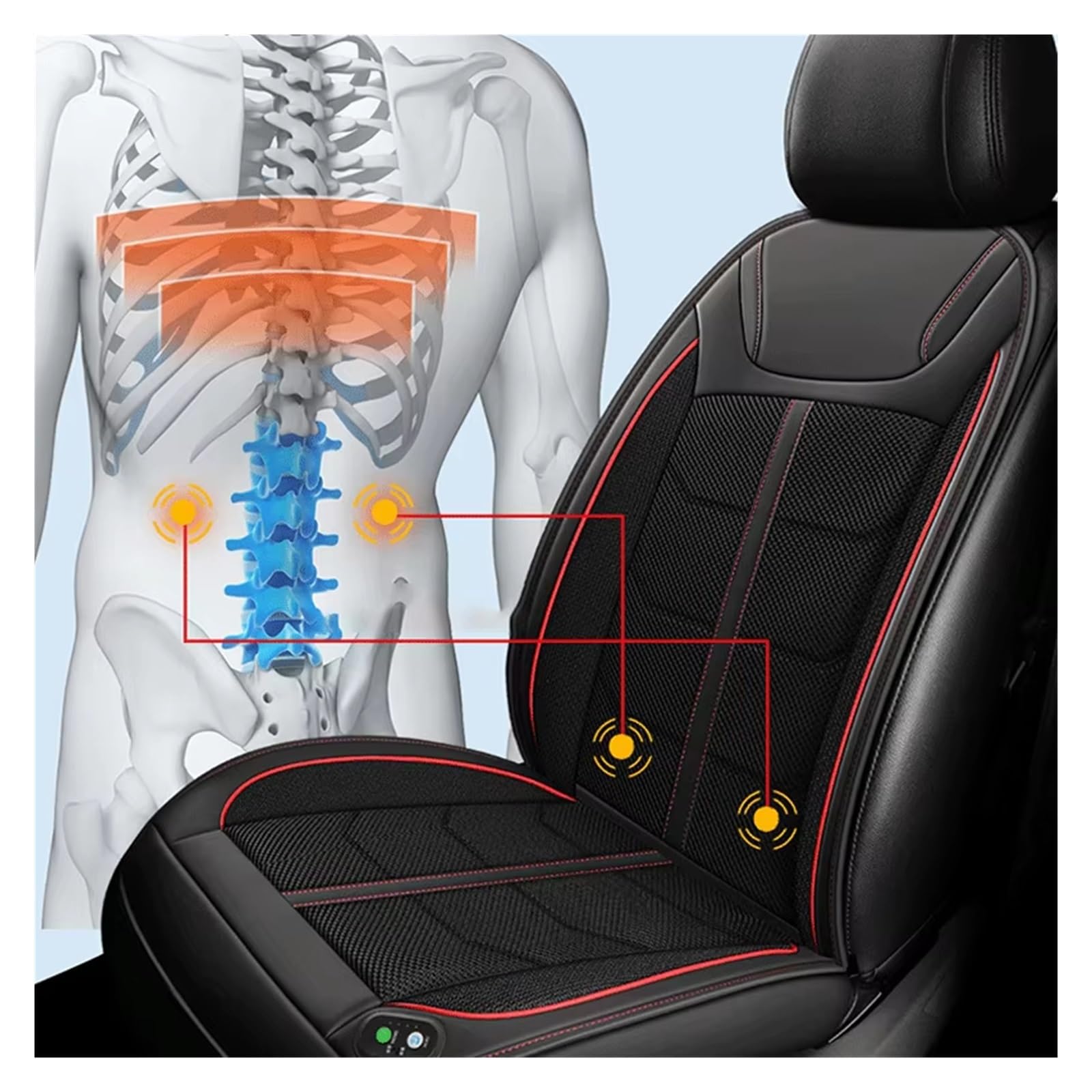 Coprisedili Cuscino per sedile massaggiante universale per ventilazione e raffreddamento per auto, 12 V, modalità soffiaggio e aspirazione Copri-sedile(Single massage beige)
