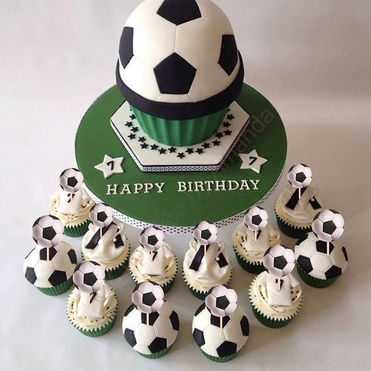 36 Topper Per Cupcake A Tema Calcio - Decorazioni Per Torte E Compleanni - Facili Da Installare