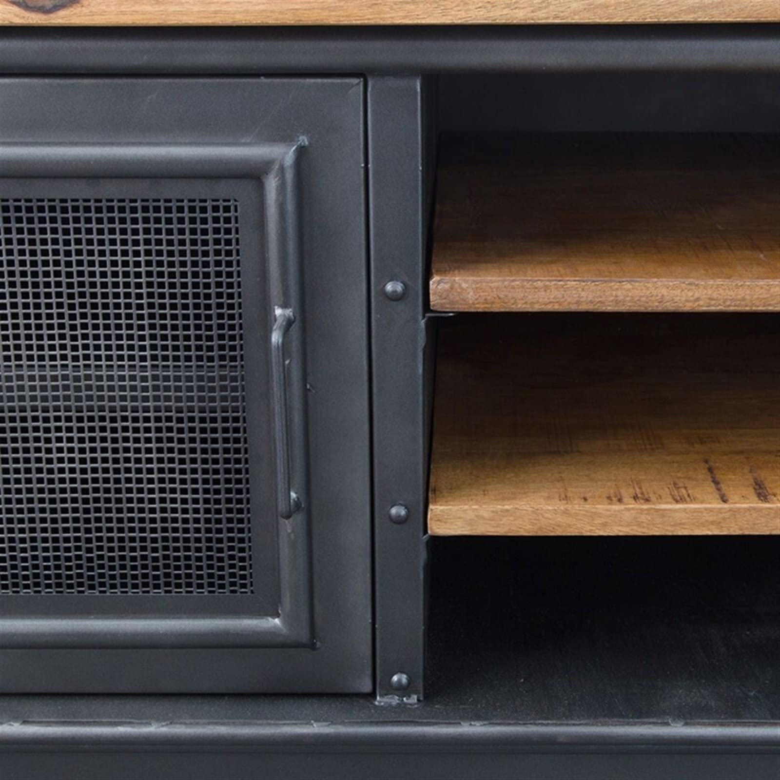 Supporti TV Mobile TV, console TV in stile industriale con rete metallica a 2 ante e ripiani aperti, supporto TV in ferro retrò in soggiorno, sala intrattenimento, ufficio Home decor ( Size : 160*48*5