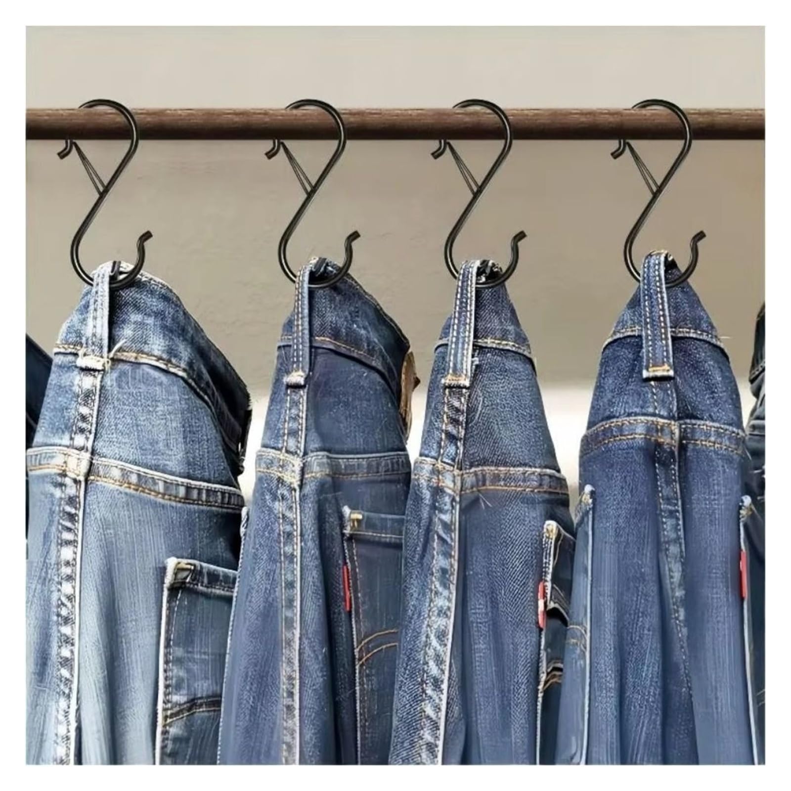 10 sztuk haczyków ze stali nierdzewnej w kształcie litery S z klamrą zabezpieczającą, Heavy Duty Hangers for Pot Rack (czarne)