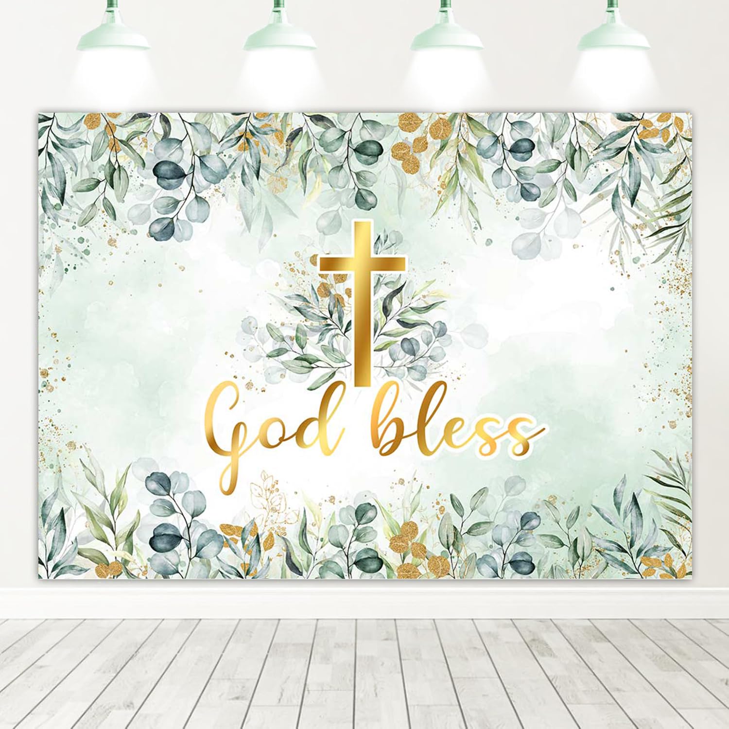 Mocsicka Fotohintergrund 'God Bless' – 210x150 Cm, Vinyl, Für Taufe, Erstkommunion, Babyparty, Fotoshooting