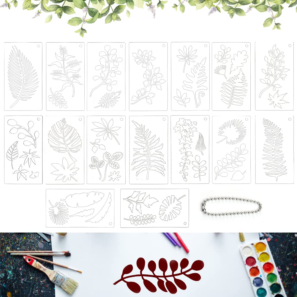 Buy DIKEBAO 16Pcs Leaves Stencils Tropical Template Stencils Reusable