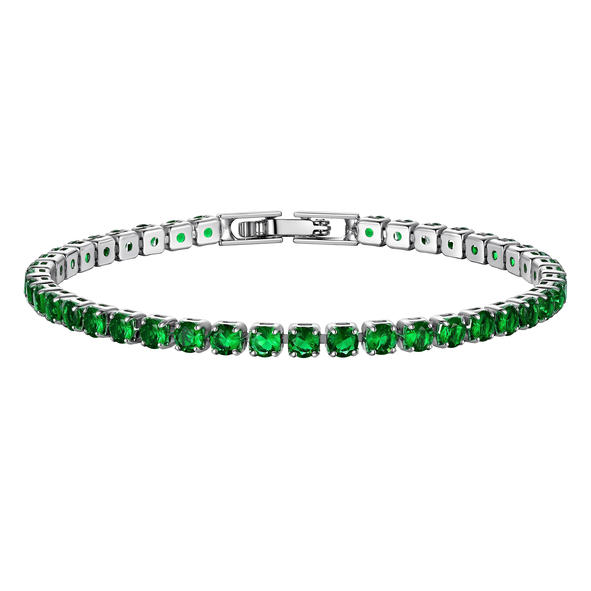 Just Being Cute 5A+ Zirkonia Tennisarmband Damen, 3mm Tennis Armband Silber/Gold mit Rosa Blauen Grünen Steinen Geschenk Geburtstag Jahrestag Muttertag 16.5-19cm