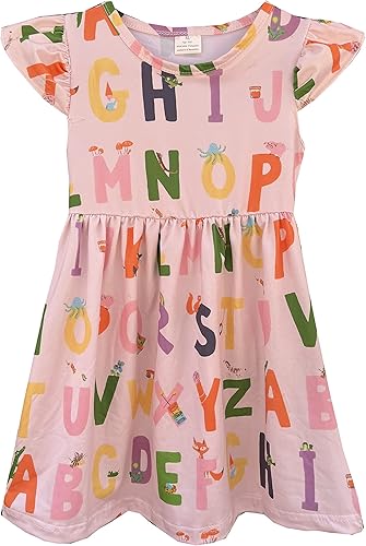 Vestidos de regreso a la escuela para niñas pequeñas manzana, lápices, ratón de biblioteca, autobús escolar, pegamento, telurión, vestidos de arco