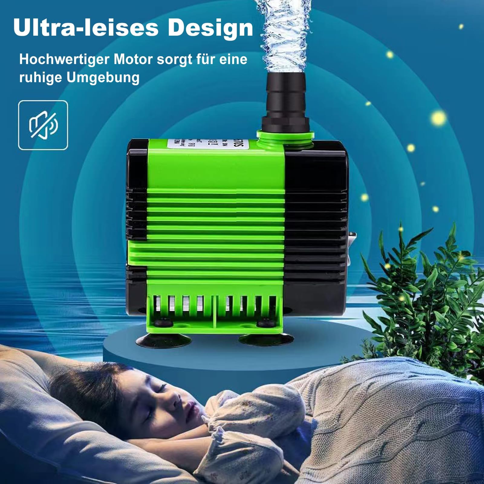 Mini-waterpomp Voor Aquarium - Kleine Dompelpomp 450 L/u - 10 W Ultra Stille Aquariumpomp Fonteinpomp Met 15 M Netsnoer Voor Vijver Tuin Hydrocultuursysteem Fonteinpomp