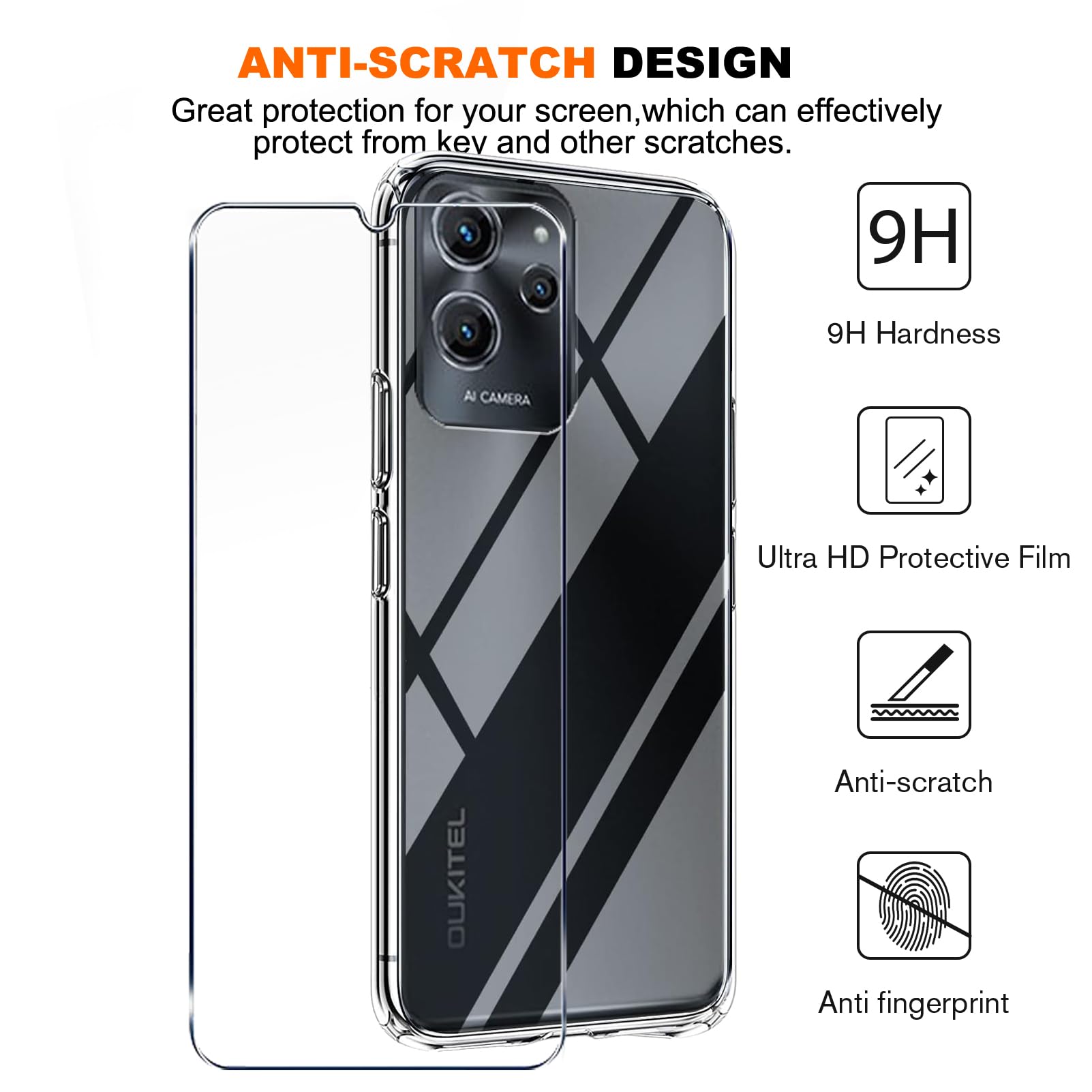 Custodia per Oukitel C32 PRO (6.52 Pollice) + Pellicola Vetro