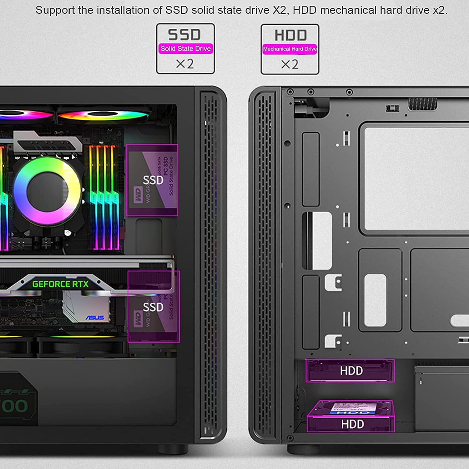 Amazon.co.jp: PCケース コンピュータケースミッドタワーデスクトップ