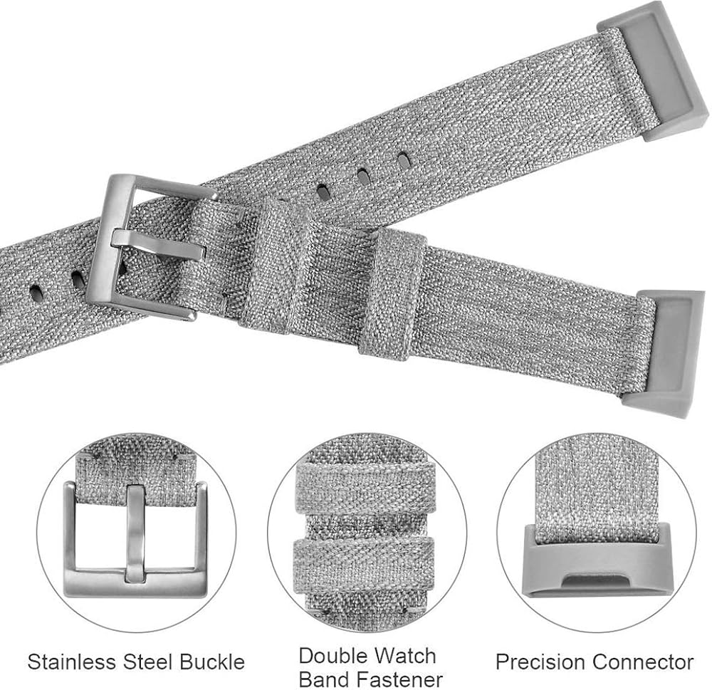 hooroor Canvas Woven Band Compatible for Fitbit Charge 4 / Charge 3 Bands and Charge 3 SE Band, Soft Breathable Fabric Cloth Replacement Wristbands Sports Accessories Small Large for Women Men : Sports & Outdoors