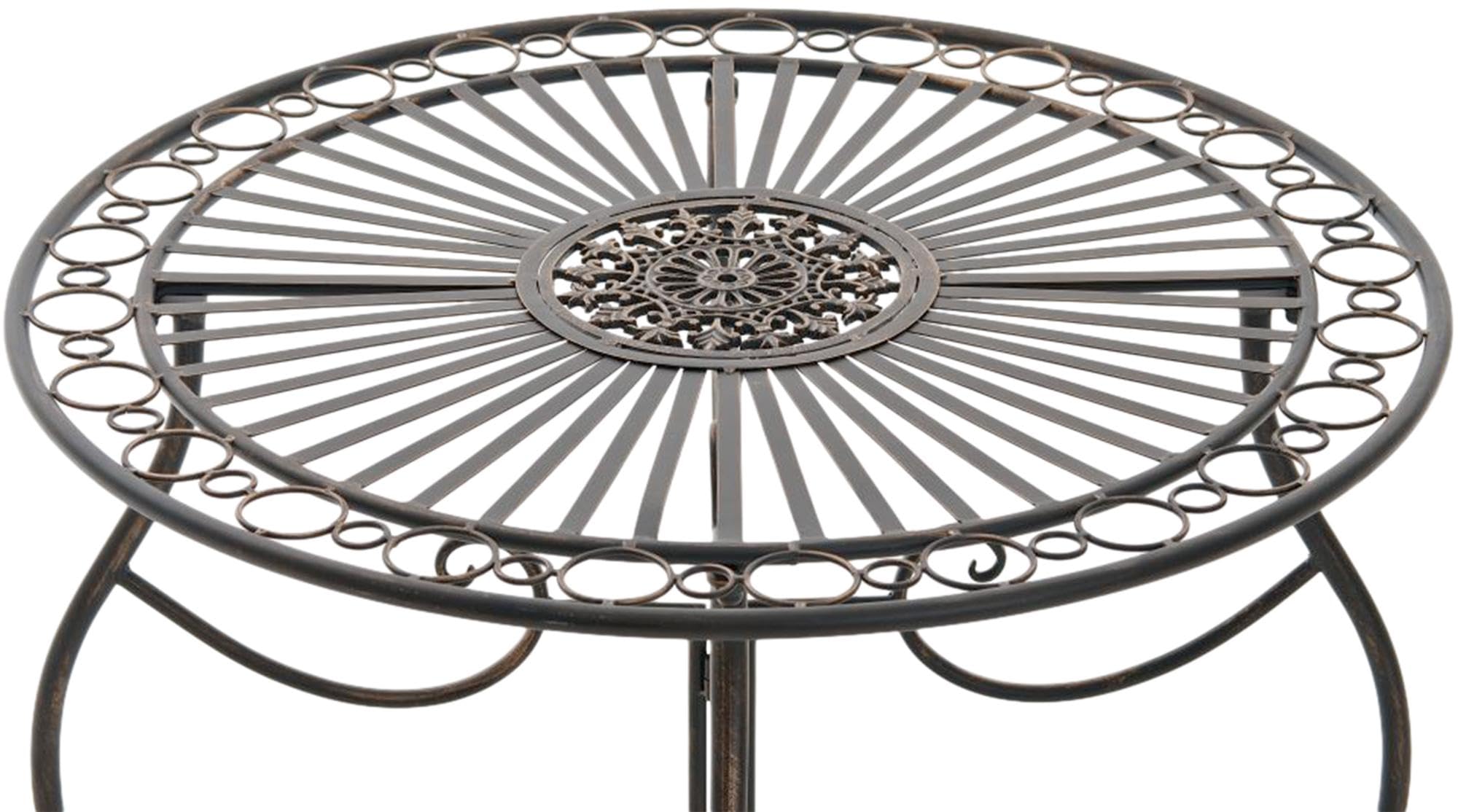 CLP Tavolo in Ferro Indra | Tavolo in Metallo dal Design nostalgico per Giardino, Balcone | Tavolo bistrot Rotondo Resistente alle intemperie, Facile da Pulire, Colore:Bronzo