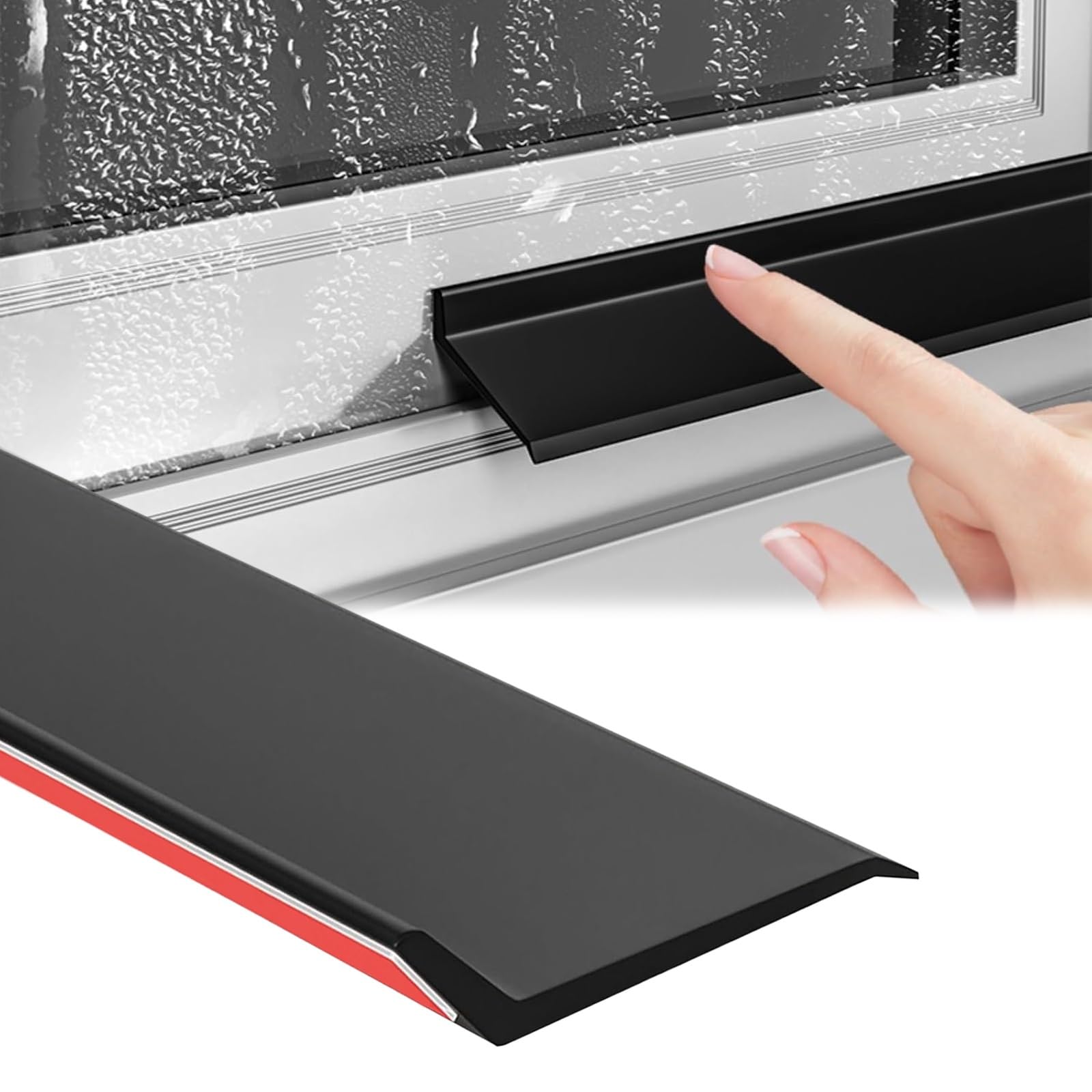 Barra Impermeable For Ventanas, Autoadhesiva, Negro Barrera De Agua For Alféizar Exterior, Cinta De Sellado De Caucho Duradero Para Protección Contra Fugas De Lluvia, Sin Deformación(W4.5 x L500cm)