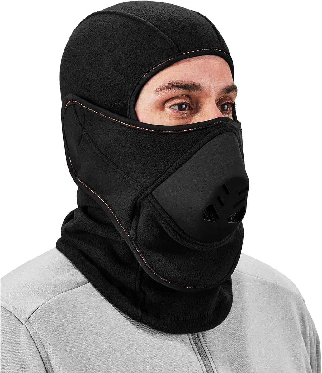 Ergodyne N-Ferno 6970 Pasamontañas con intercambiador de calor desmontable, máscara de esquí de invierno, negro