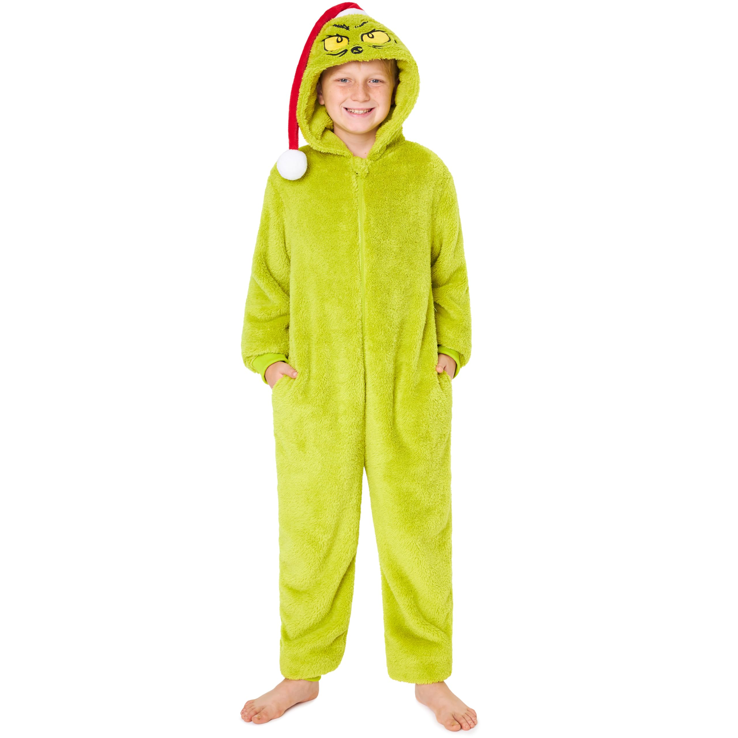 The Grinch Pijama Entero Familias, Pijamas Navidad Familia a Juego de Forro Polar Adulto Infantil Adolescente, Regalo Navidad