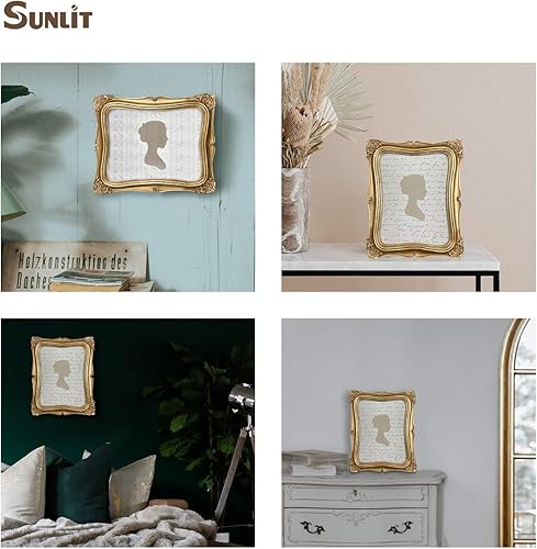 Miniatura 4 de Sunlit Marco de fotos vintage de 8 x 10 pulgadas, marcos de fotos antiguos de lujo con parte frontal de cristal, pantalla de fotos, para colgar en