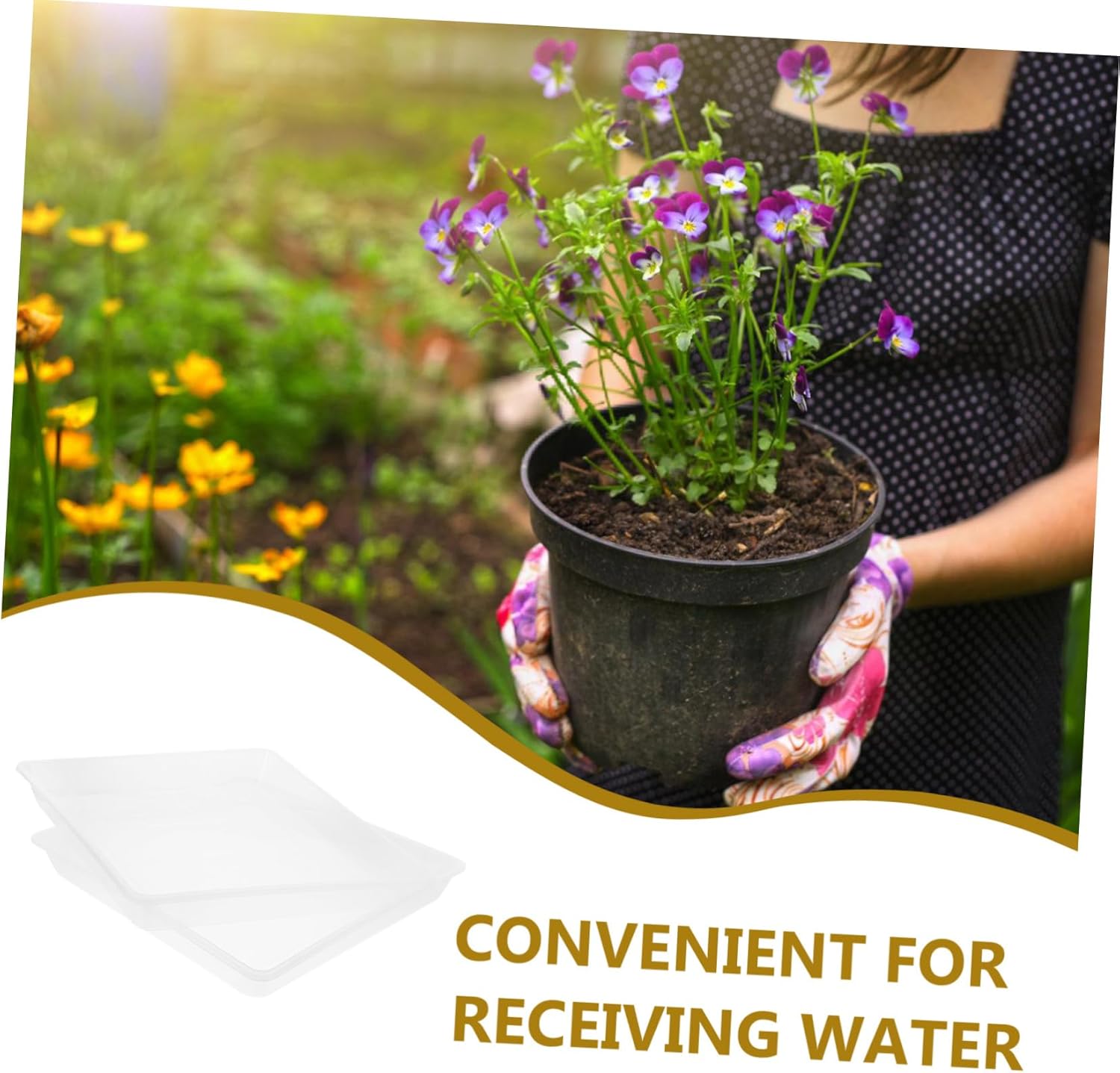 2pcs Square Plastic Flower Pot Tray Clear Plant Saucers for Drainage Multi-Functional Water Catcher for Indoor and Outdoor Planters for Hydroponic and Decorative Use