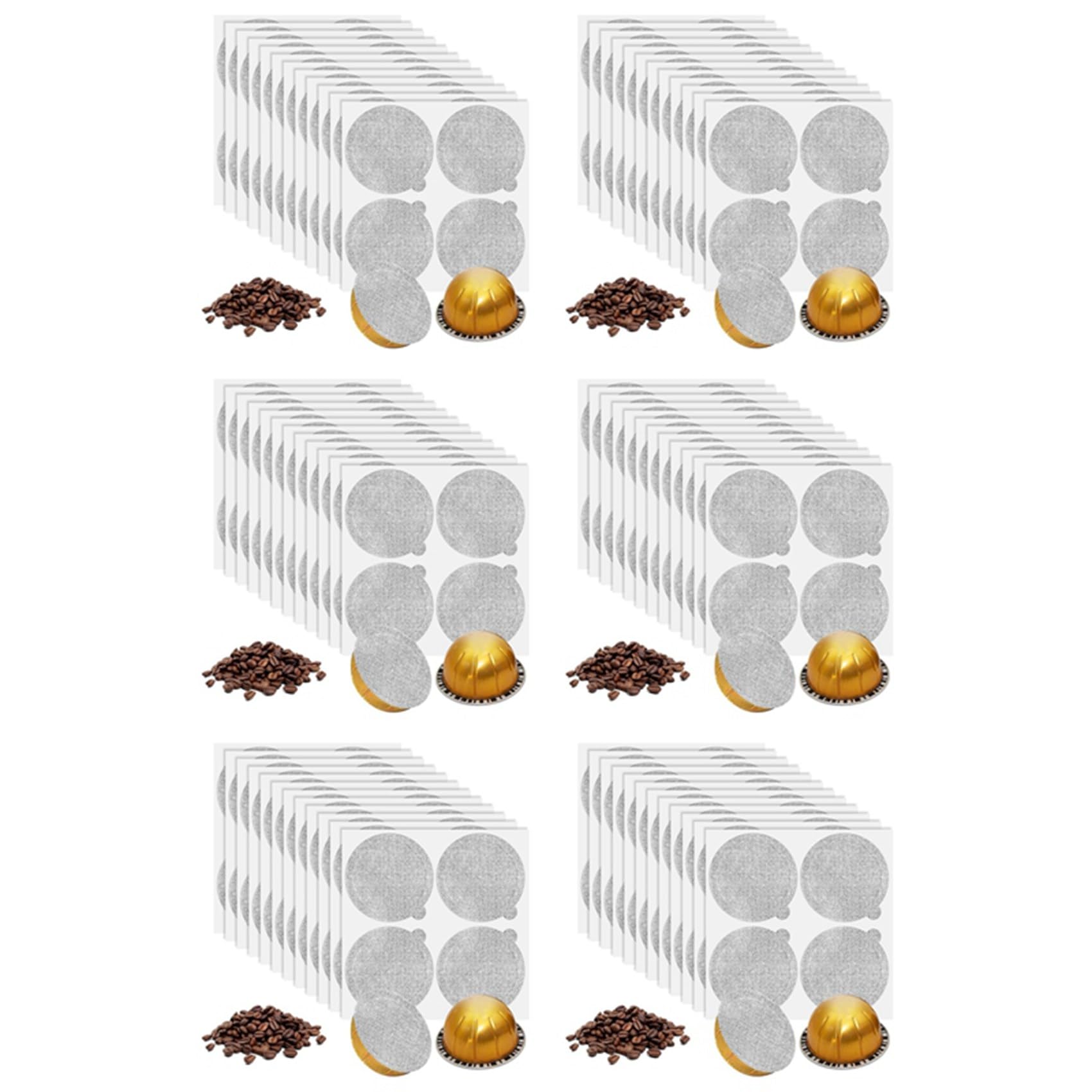 Hndhbfgrt Aluminum Foils Lids Seals - Reuse Capsules Coffee Pods 720Pcs, for Vertuoline Vertuo Reuse Coffee Pods Cover Seals 62mm
