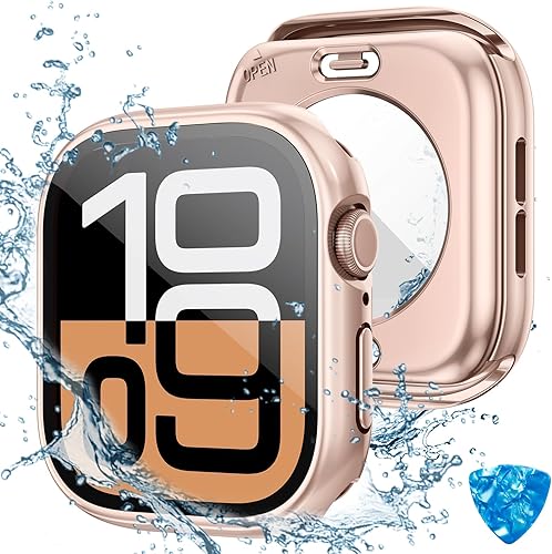 Vista 130 de Tensea - Funda protectora de pantalla impermeable para Apple Watch (2 en 1) para Apple Watch Serie SE 7, 5, 4, accesorios de 45 mm, iWatch protector