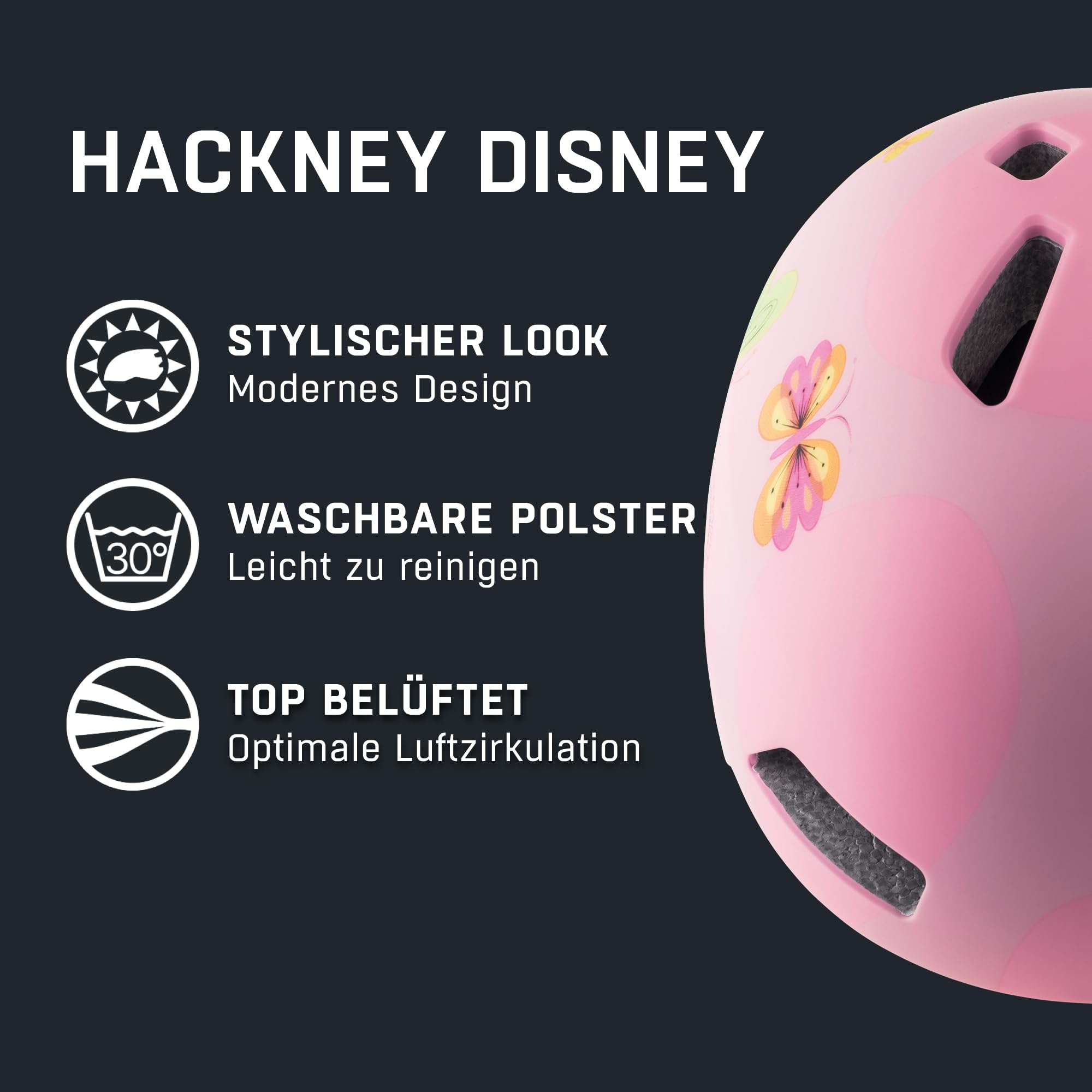 ALPINA HACKNEY DISNEY – lekki, odporny na pęknięcia i optymalnie klimatyzowany kask rowerowy Disneya z możliwością doposażenia LED dla dzieci