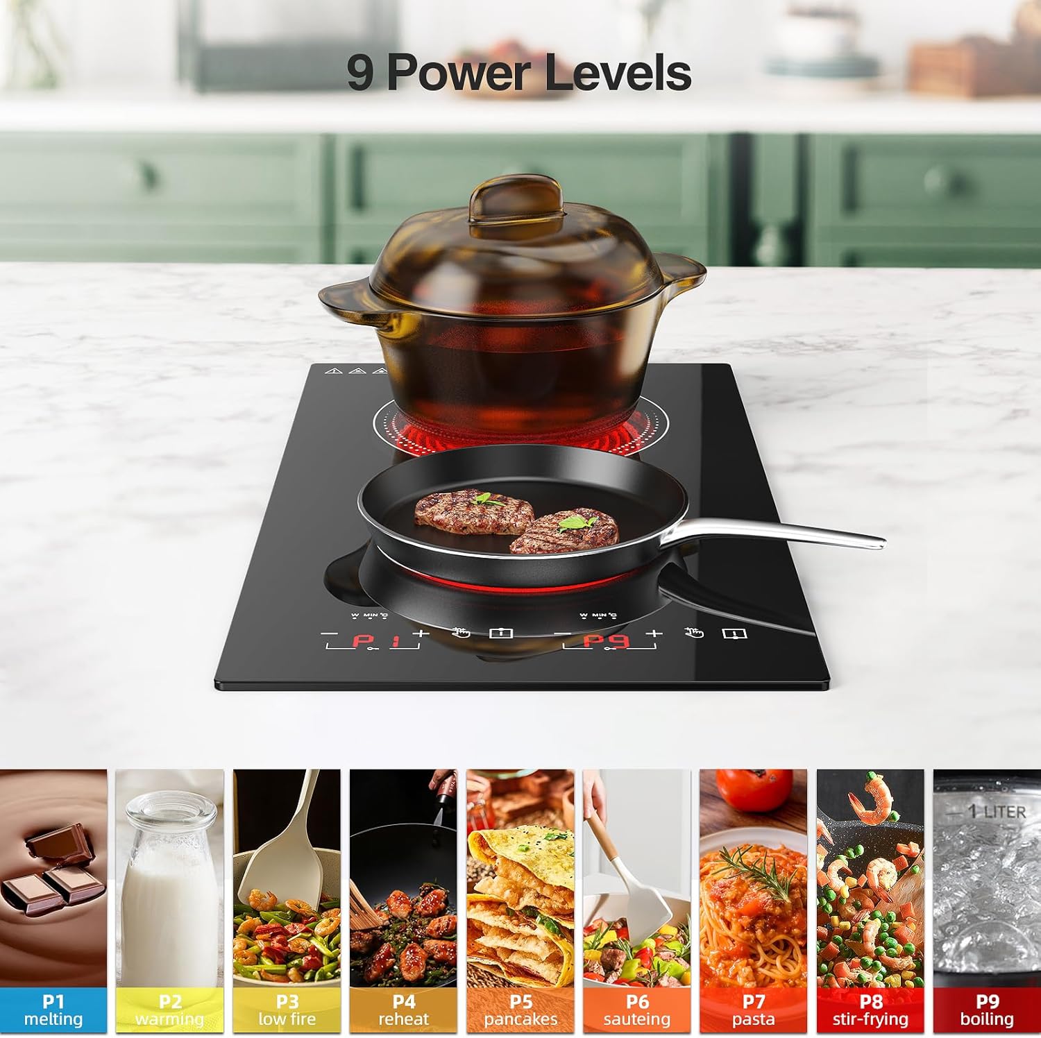 COCINA ELÉCTRICA 2000W ESTUFA PORTÁTIL ALIMENTOS   H 2 HORNILLAS C