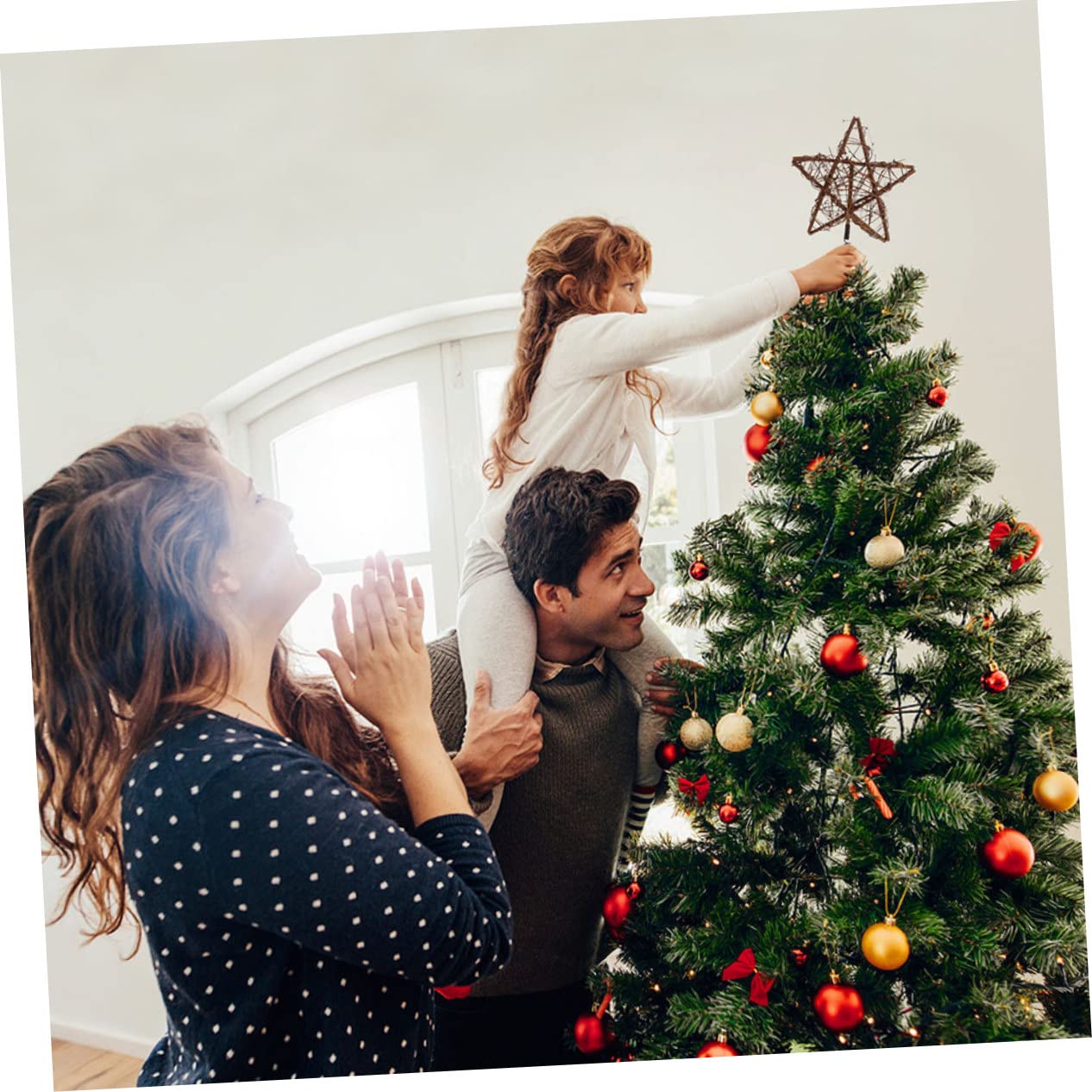 2stücke Weihnachtsbaumspitzen Fünfzackiger Stern Weihnachtsbaumdeko Christbaumschmuck Partydeko-zubehör für Weihnachtsbaumspitze Stern Zufälliger Stil