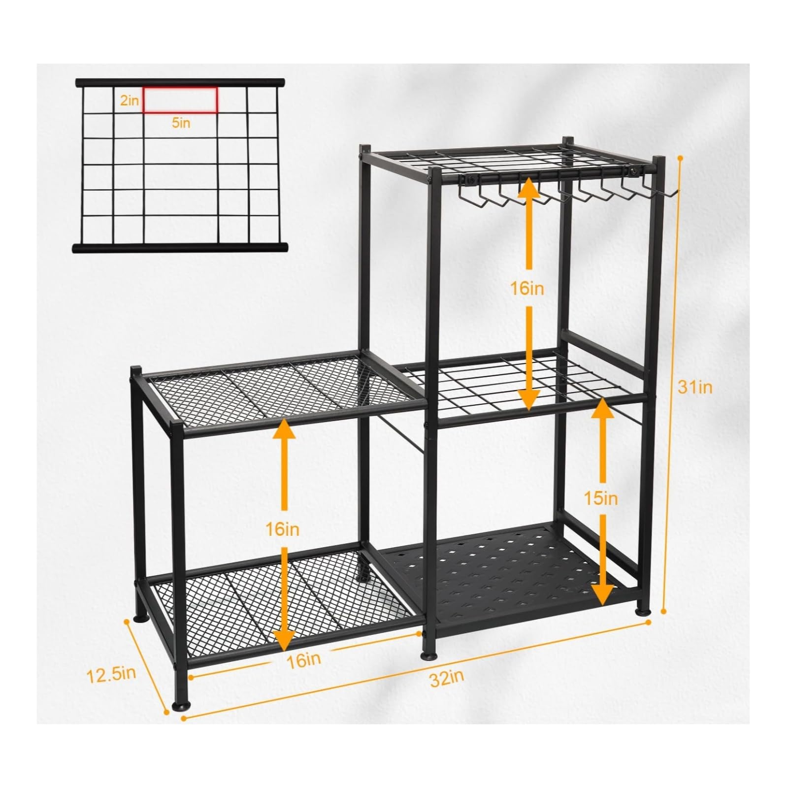Organisateur D'outils Métallique Acier Range Outils Jardin Autoportant Rangement Extérieur pour Garage