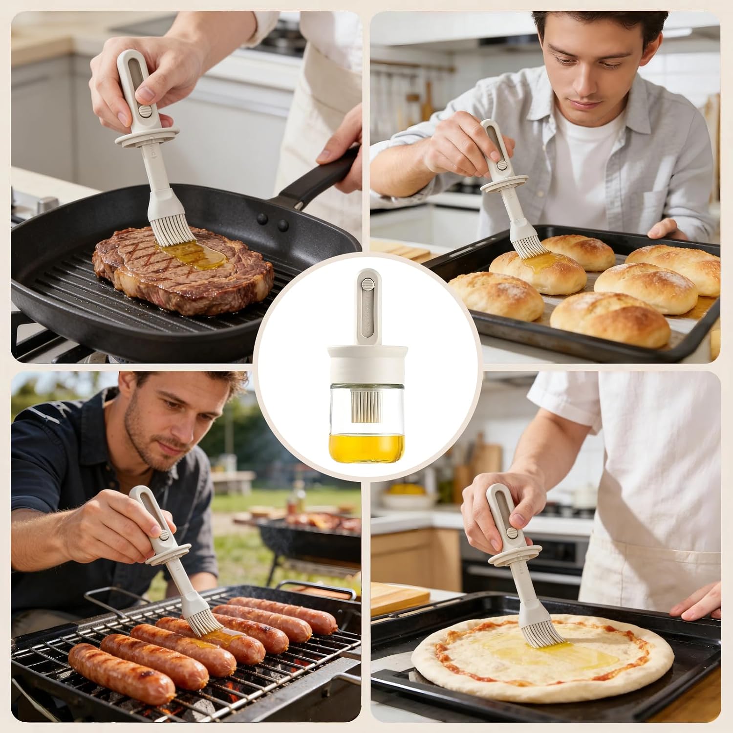 Oil Dispenser With Silicone Brush,Oil Brush For Cooking,Adjustable For Kitchen Cooking Or Grilling,150ml