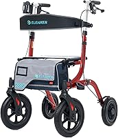 Vista 7 de ELENKER Andador todoterreno con asiento, andador rodante para exteriores, ruedas delanteras de 12" sin cámara de aire, diseño plegable compacto
