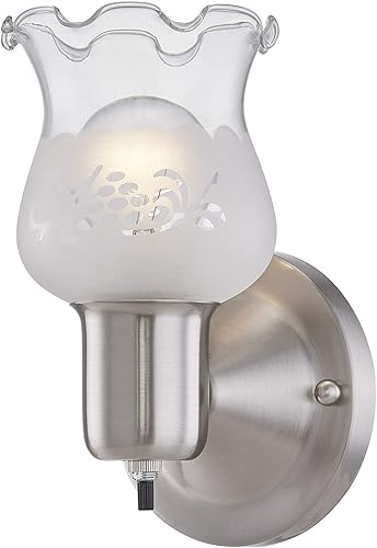 GRUENLICH Aplique de pared de 1 luz, accesorio de iluminación de tocador de baño con interruptor de encendidoapagado, base E26 de 60 W máximo,