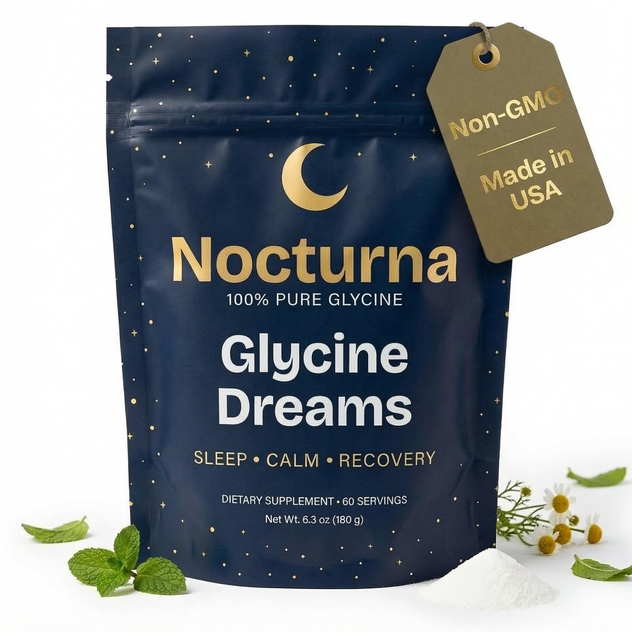 Glycine Supplement, 100% Pure 3g Glycine Powder for Sleep & Calm