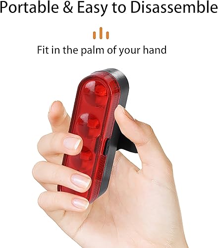 Miniatura 5 de HX Luces de bicicleta para conducción nocturna, luces LED traseras de bicicleta recargables USB-C, parte trasera de bicicleta brillante, 4 modos de