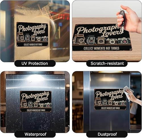 Miniatura 5 de Photography Lovers Retro Camera Funny Wall Decor Retro Metal Sign Poster for Garage Man Cave Bathroom Bedroom Farm Inspirational Popular Wall Art
