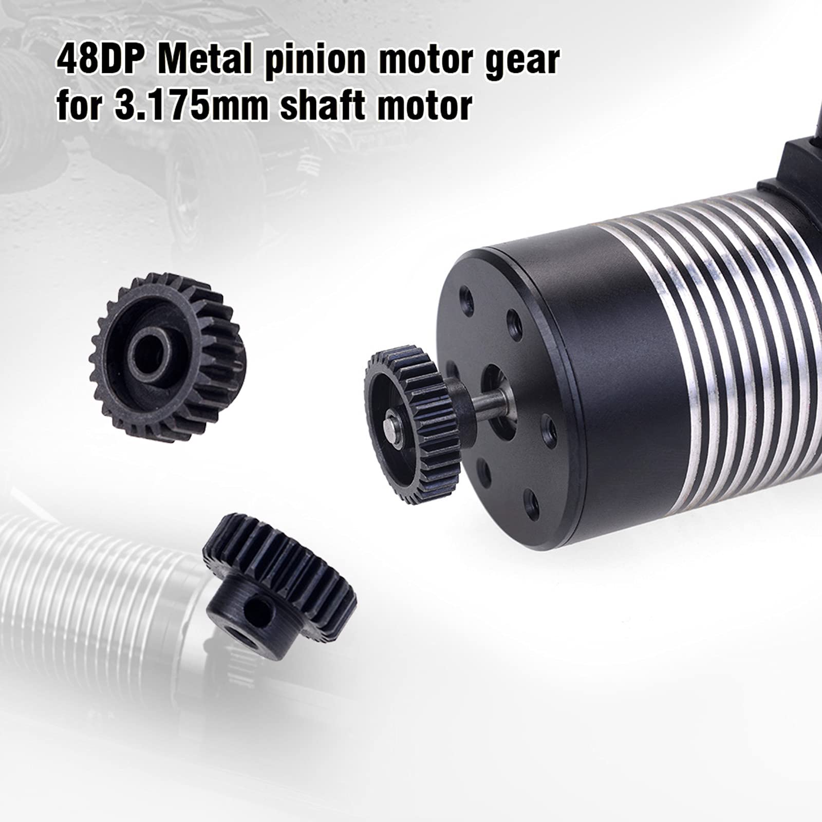 DollaTek 5-delige Pinion Tandwielenset – 26T Tot 30T, 48DP, As 3,175 Mm, Voor 1/10 RC Auto, Brushed En Brushless Motoren, Metaal, Geanodiseerd