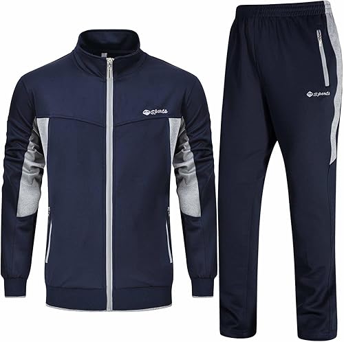 Rdruko Conjunto Deportivo de 2 Piezas para Hombre, Traje Deportivo con Cremallera Completa, Sudaderas Deportivas para Gimnasio, Ropa Deportiva