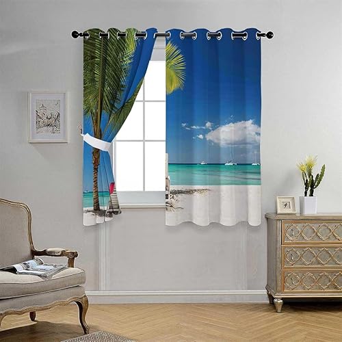 Miniatura 2 de Cortinas Seaside Decor - Separadores de puerta para habitaciones Cortinas para Ventanas de Cuarto 63 pulgadas de ancho por 63 pulgadas de largo, 2