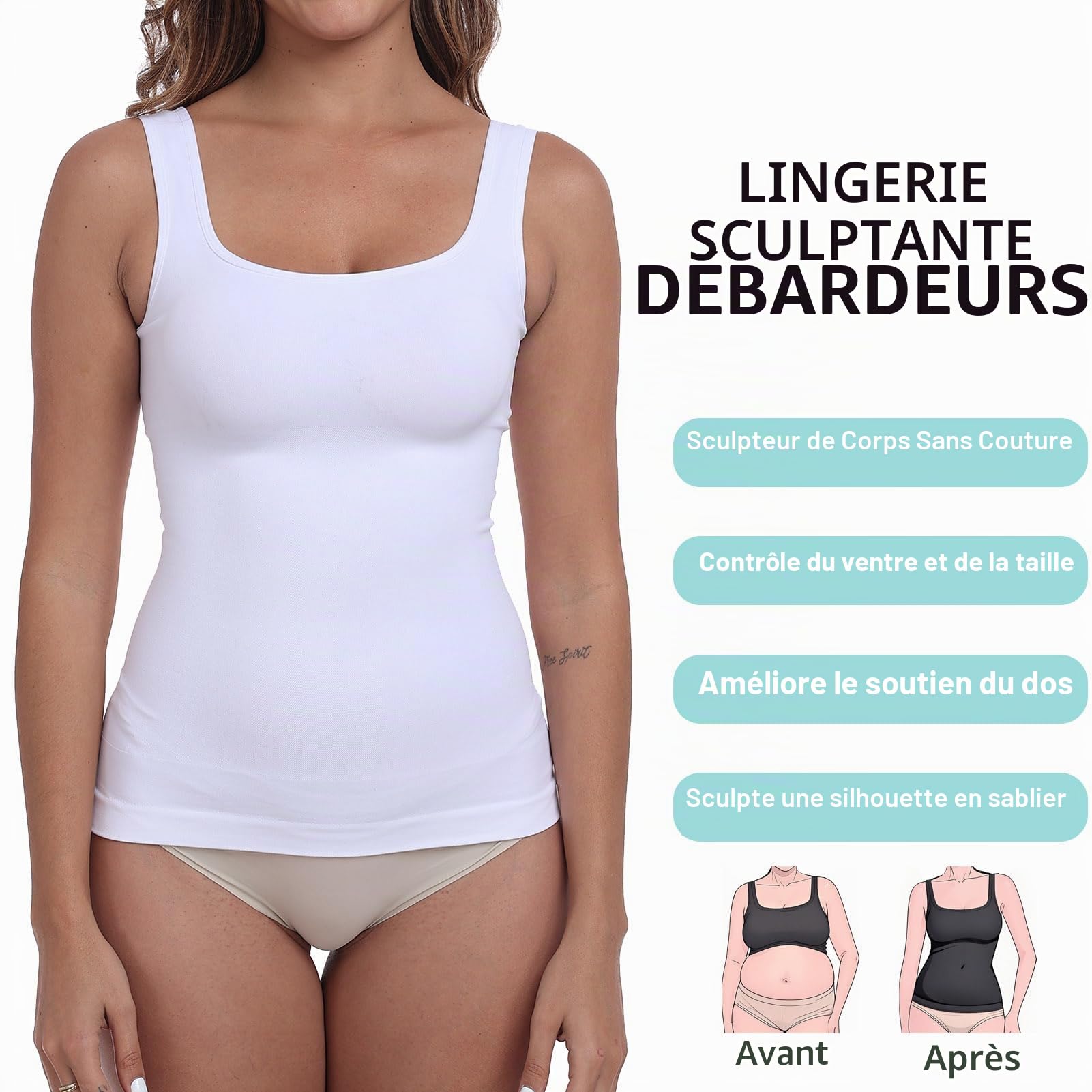 YIOIOIO Débardeur gainant pour femme - Contrôle du ventre - Haut de compression sans couture